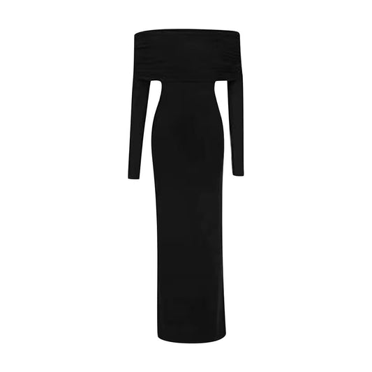 One Shoulder Style Long Sleeved Dress For Women Fashionable Slim Fit And Slimming Effect Paired With French Long Skirt For Women
